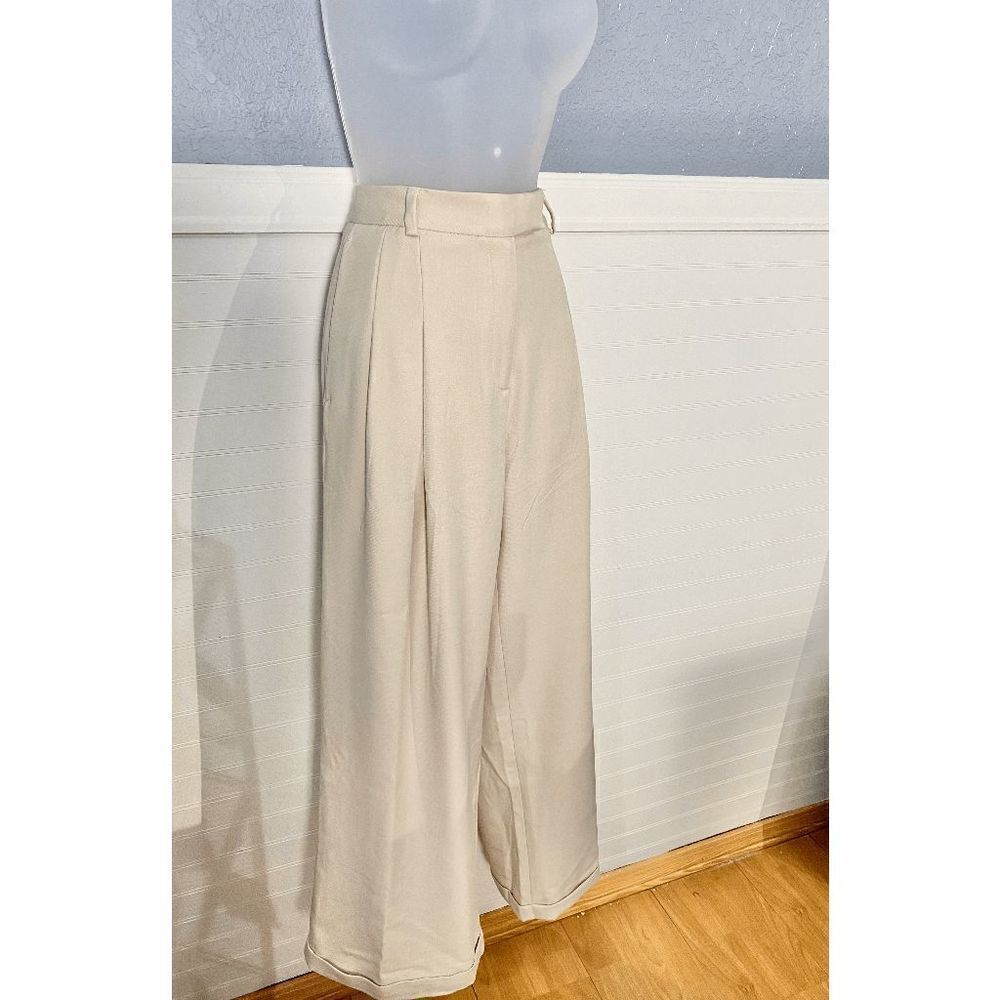Free People Women’s Pleated Wide Leg Pants Ivory White - Picture 6 of 12